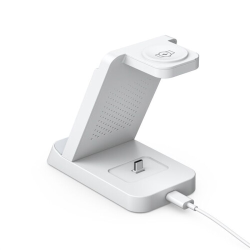 INF 3-in-1 Wireless Charger for Phone, Smartwatch, Charging Cable White 2