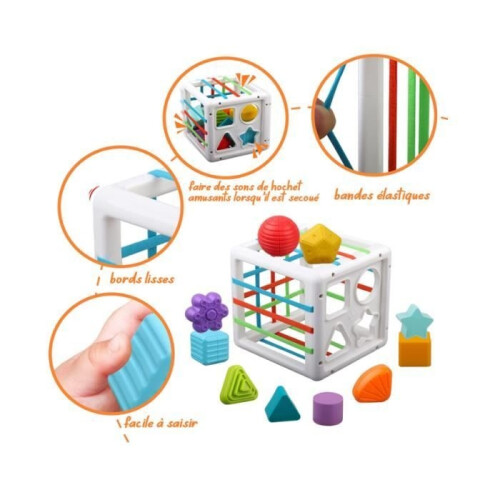 Baby Activity Cube Motor Skills Module - Sensory Development Toy - Educational Games - Shape Sorting Blocks - Bath Gift 2