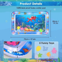 Opblaasbare watermat voor baby's, speelmat voor baby's, waterspeelmat voor baby's, cadeau voor baby's en peuters van 3, 6, 9 en 12