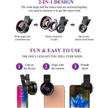 TELINEX 2-in-1 Mobile Phone Lens - 12.5x Macro - 0.45x Wide Angle - Black