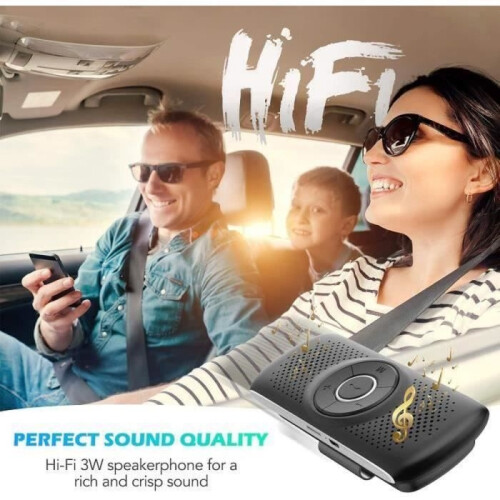 Kit vivavoce - Bluetooth 5.0 - Nero - Riconnessione automatica - Compatibile con iOS e Android 2