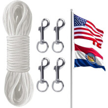 Corde pour drapeau, corde d'escalade de 20 m, corde en nylon de 6 mm avec 4 crochets métalliques, corde pour balançoire extérieure,