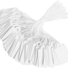 400 price tags with cord, white paper tags, punch-out tags, blank price tags (to be re