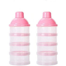2 stuks vierlaagse bewaardozen voor melkpoeder, met verwijderbare melkpoedercontainer, ideaal voor onderweg (roze)