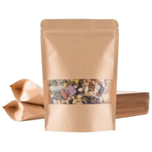 Sac en papier kraft - Non spécifié - 100 unités - 14 x 20 cm - Fenêtre dépolie - Résistant à l'humidité
