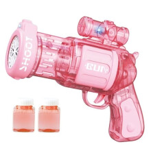 16 Holes Electric Bubble Machine Toy Outdoor Bubble Blower Gun with Light - Pink
