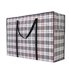 Set van 4 verhuisdozen met ritssluiting en geruite handvatten, opbergmand, rieten mand, opbergtas