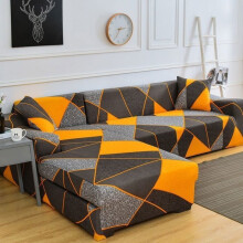 Housse extensible pour canapé d'angle en L, housse de protection élastique en polyester pour canapé 3+2 places, 2 pièces