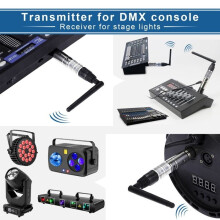 Kit de contrôleur DMX JAJALUYA - 1 émetteur DMX512 sans fil + 3 récepteurs DMX512 2,4 GHz rechargeables