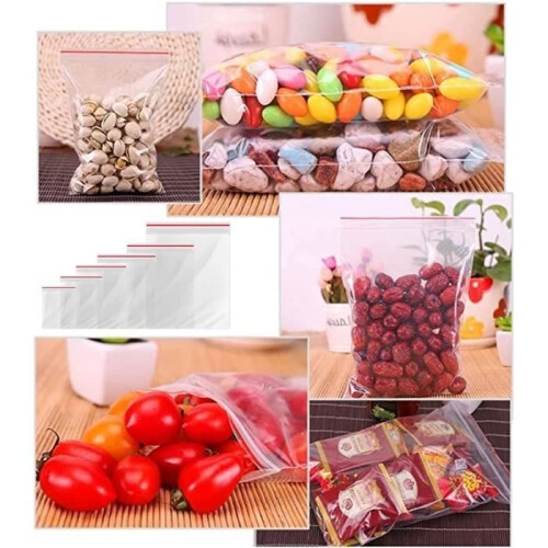 Sacchetti con chiusura a zip - ANNEFLY - 100 pezzi - Trasparenti - 13x19 cm - Plastica resistente 1