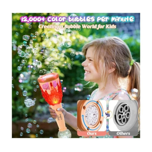 Bubble Machine - sh - Olympic Torch - 12000 Bubbles/Min - Integrated LEDs - Leak-proof 1