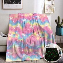 Couverture douillette pour enfants - Douce - Pour filles et enfants - Motif licorne arc-en-ciel - Brille dans le noir (120 x