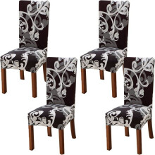 Housses de chaises de salle Ă manger, en spandex extensible, lot de 4, amovibles et lavables, pour chaises de cuisine, noires