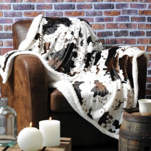 Couverture polaire ultra douce, motif vache, 150 x 130 cm