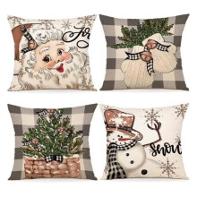 Kussensloop - Kerst - Katoen - 45x45cm - Wit - Woonkamerdecoratie
