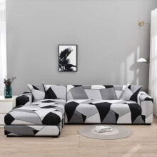 Housse extensible pour canapé d'angle, housse universelle pour canapé en L (3 places + 2 places)