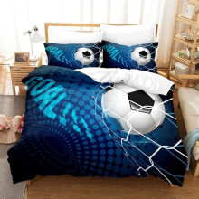Housse de couette - Football - 140 x 200 cm - Impression numérique 3D - 2 taies d'oreiller 65 x 65 cm