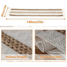 Cotton linen table runner, YSTP burlap table runner with tassels, for family celebrations, 30 x 140 cm, brown