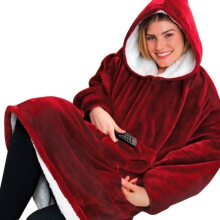 Couverture - Sweat Ă capuche en flanelle - Doux - Chaud - Rouge