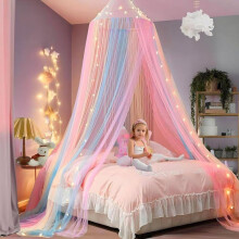 Baldacchino per letto, zanzariera per letto, zanzariera arcobaleno, baldacchino colorato per letto per bambine, baldacchino antizanzare,