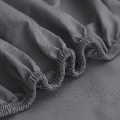 Drap-housse - AMOUNE - 180 x 200 cm - Coton - Antidérapant - Gris 2