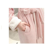NetBoat Lange Dames Badjas Warme Winter Flanellen Badjas (Roze, L - (55-80 kg))