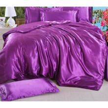 Zijden beddengoedset - KONVINIT - Donkerpaars - 220x240cm - Hoeslaken 230x240cm - 2 kussenslopen 48x74cm