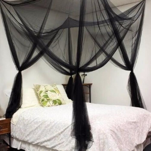 TEMPSA Canopy Bed Mosquito Net, Black Voile