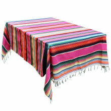 Nappe à pompons rayée mexicaine, 150 x 213 cm, pour décoration de mariage mexicain, grande taille, a2917