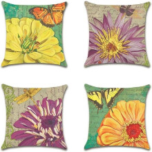 Housse de coussin décorative - Lot de 4 - 45 x 45 cm - Imperméable et résistante - Pour salon, terrasse et canapé d'extérieur