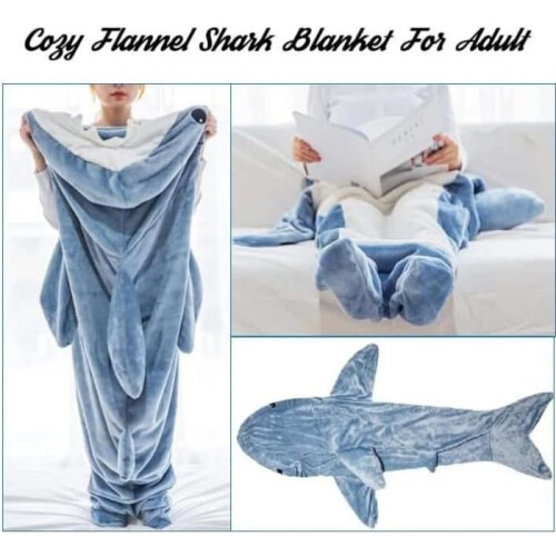 Couverture MARSEE - Requin - Flanelle douce - Capuche en forme de queue - Lavable à la main 1