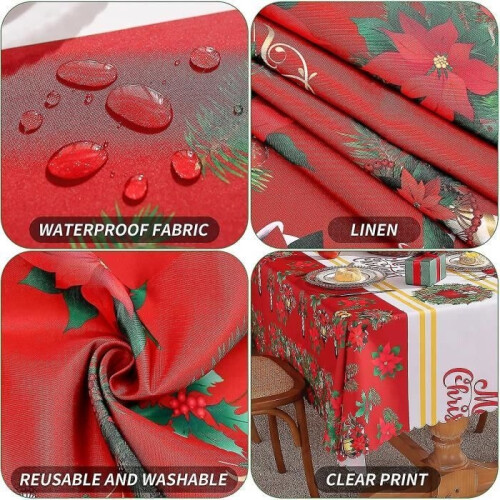Nappe MARSEE - Rectangulaire 180 x 150 cm - Rouge - Antitache - Lavable 1