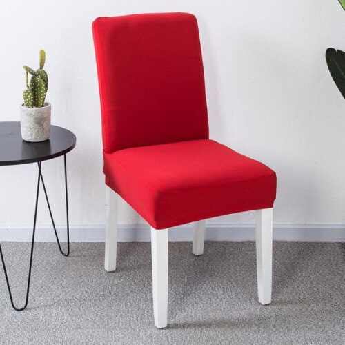 Set of 6 Universal Chair Covers, Red