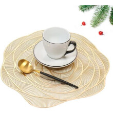 Lot de 6 sets de table ronds en PVC lavable, en vinyle, pour Noël, mariage, dîner, restaurant, hôtel, 6 pièces