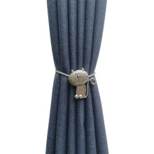 Attache-rideau magnétique chat, 1 pièce (argentée), 1 pièce. Motif fleurs.