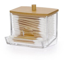 Acrylic Q-Tip Holder with Lid, Transparent Q-Tip Dispenser, Bathroom Containers, Cotton Swab Holder