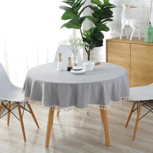 Nappe ronde - 150 cm - Résistante - Lavable - Grise 1