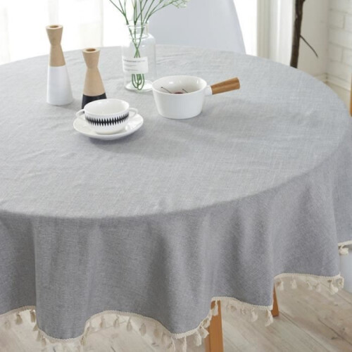 Nappe ronde - 150 cm - Résistante - Lavable - Grise 2