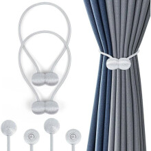 Embrasses de rideaux - JIANGZHA - 2 embrasses magnétiques - 41 cm - Polyester - Gris
