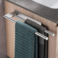 Porte-serviettes double RNEMITERY en acier inoxydable 304, installation sans perçage, marron.