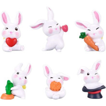 Ensemble de 6 décorations de gâteau en forme de lapin, figurines de jardin chics en PVC pour la décoration de Pâques