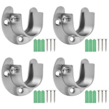 Supporti per asta per tende, set da 4 pezzi in acciaio inox a forma di U, aperti, per asta per tende