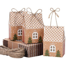 50 stuks cadeaudoosjes voor kerst, bruiloft, doop of feest, snoepdoosjes van kraftpapier met touwtje