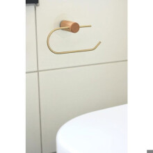 Toilet paper holder - LARGEIGHT - Minimalist - Wood and brass - Wall or adhesive mounting - 10 x 20 cm