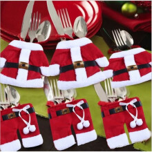 Décoration de Noël 6 en 1 : vêtements du Père Noël, porte-vaisselle de poche, décoration de table