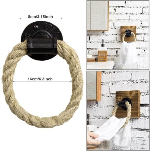 Towel Rack - ZVD - Hemp Rope Ring - Vintage - Rust Resistant - 16 cm 2