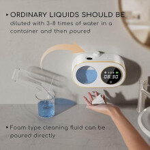 Dispenser automatico di sapone schiumogeno con orologio digitale a LED HD, dispenser di sapone schiumogeno a parete