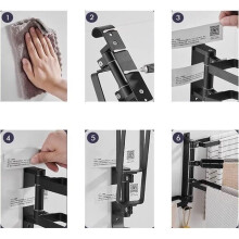 Wall-Mounted Towel Rack - YYV - 4 Rotating Bars - Rustproof Aluminum - Black - Contemporary