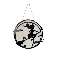 Décoration murale en bois pour Halloween, fête ou extérieur : panneau de porte orné d'une sorcière, motif sorcière. Idéale pour Halloween,