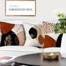 Ensemble de 4 housses de coussin en lin, motif abstrait bohème moderne, pour canapé, chambre et extérieur, dimensions 45 x 45 cm.